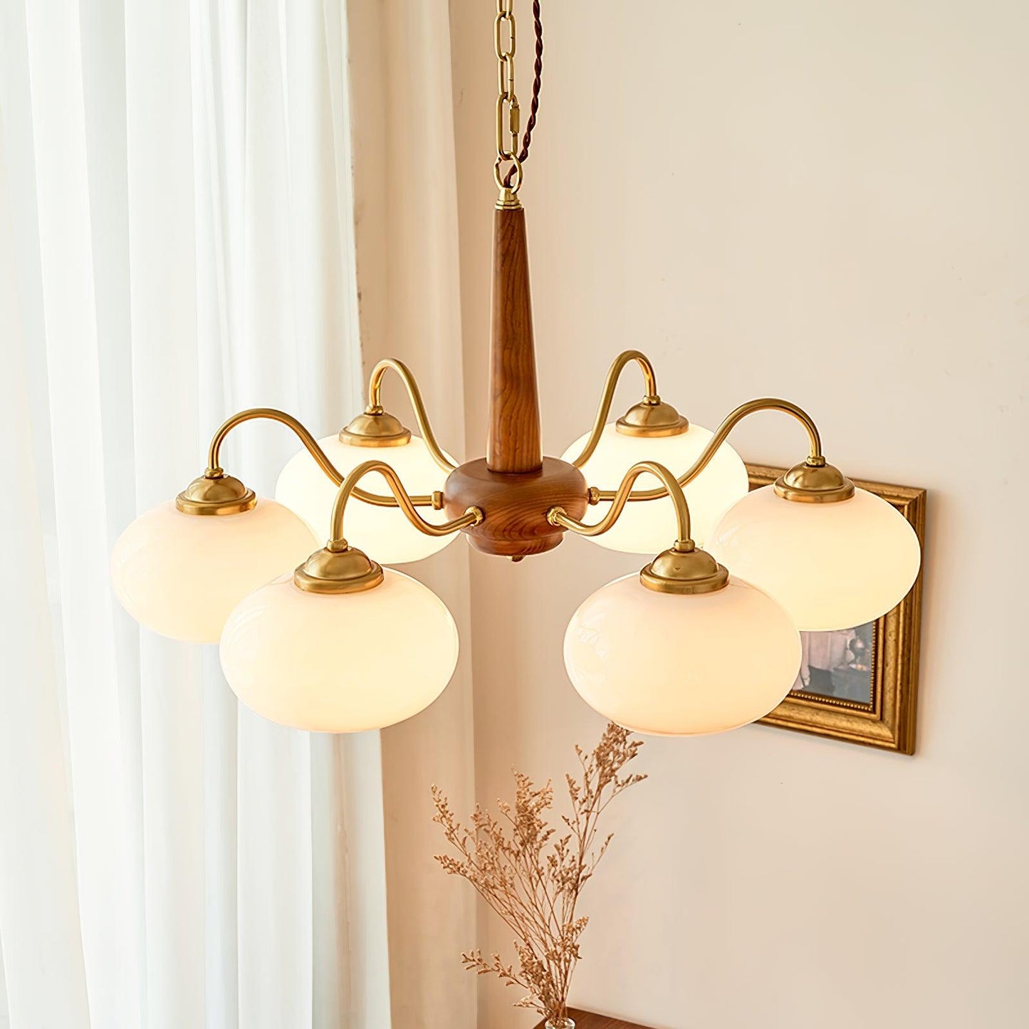 Elegant Persimmon Chandelier - Adjustable Height, Energy-Efficient LED