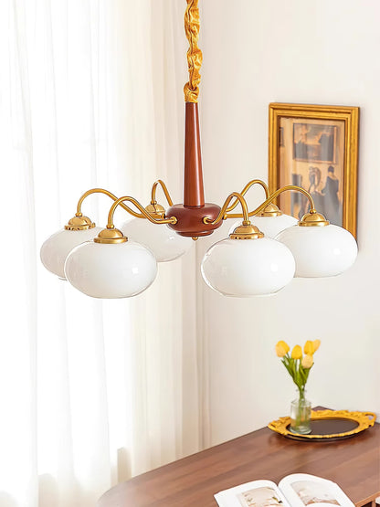 Elegant Persimmon Chandelier - Adjustable Height, Energy-Efficient LED