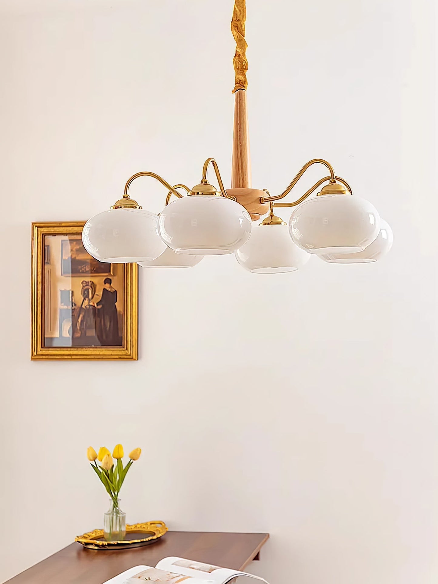 Elegant Persimmon Chandelier - Adjustable Height, Energy-Efficient LED