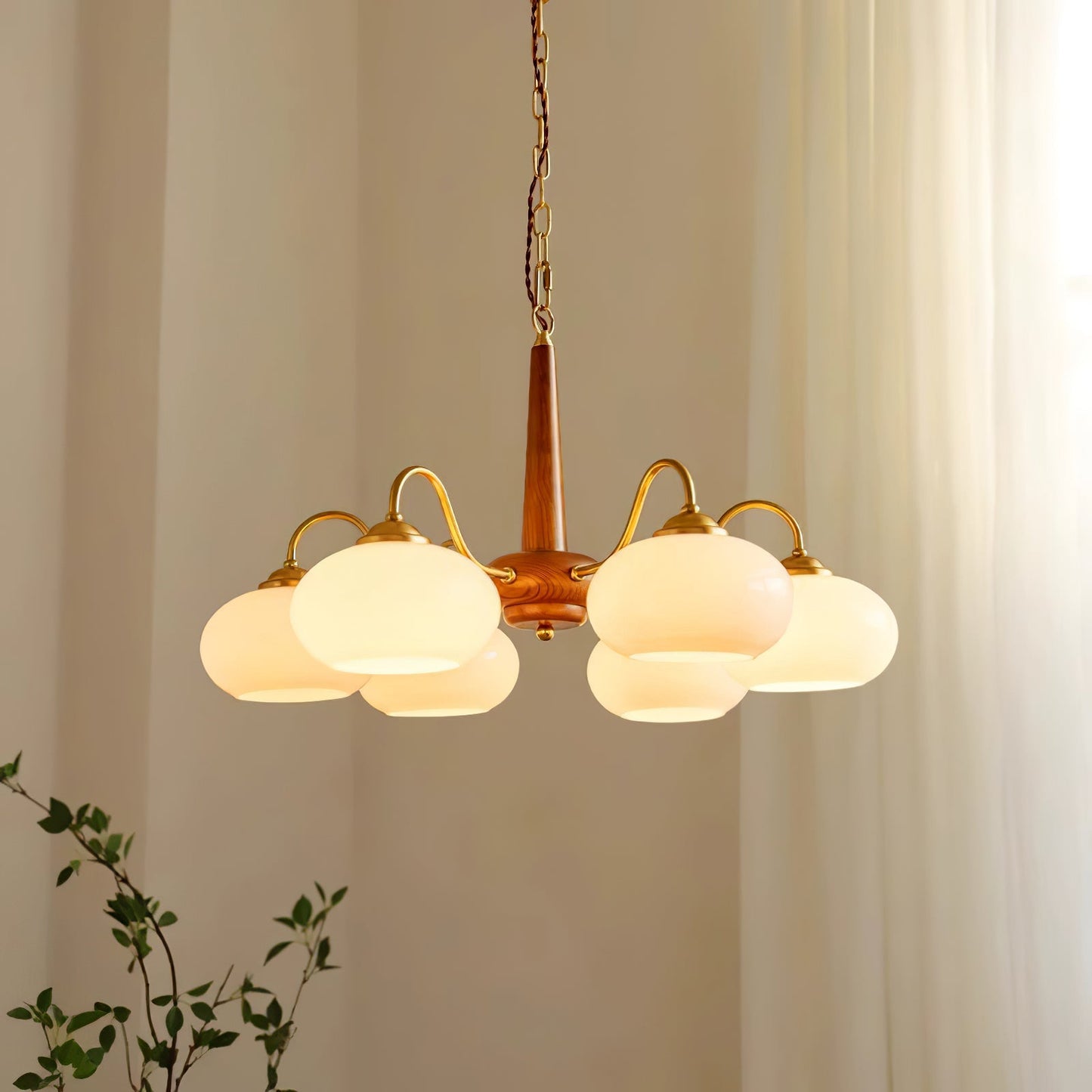 Elegant Persimmon Chandelier - Adjustable Height, Energy-Efficient LED