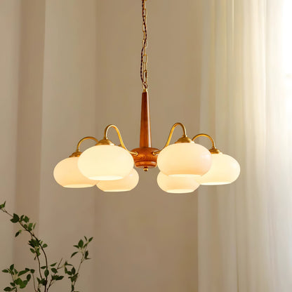 Elegant Persimmon Chandelier - Adjustable Height, Energy-Efficient LED