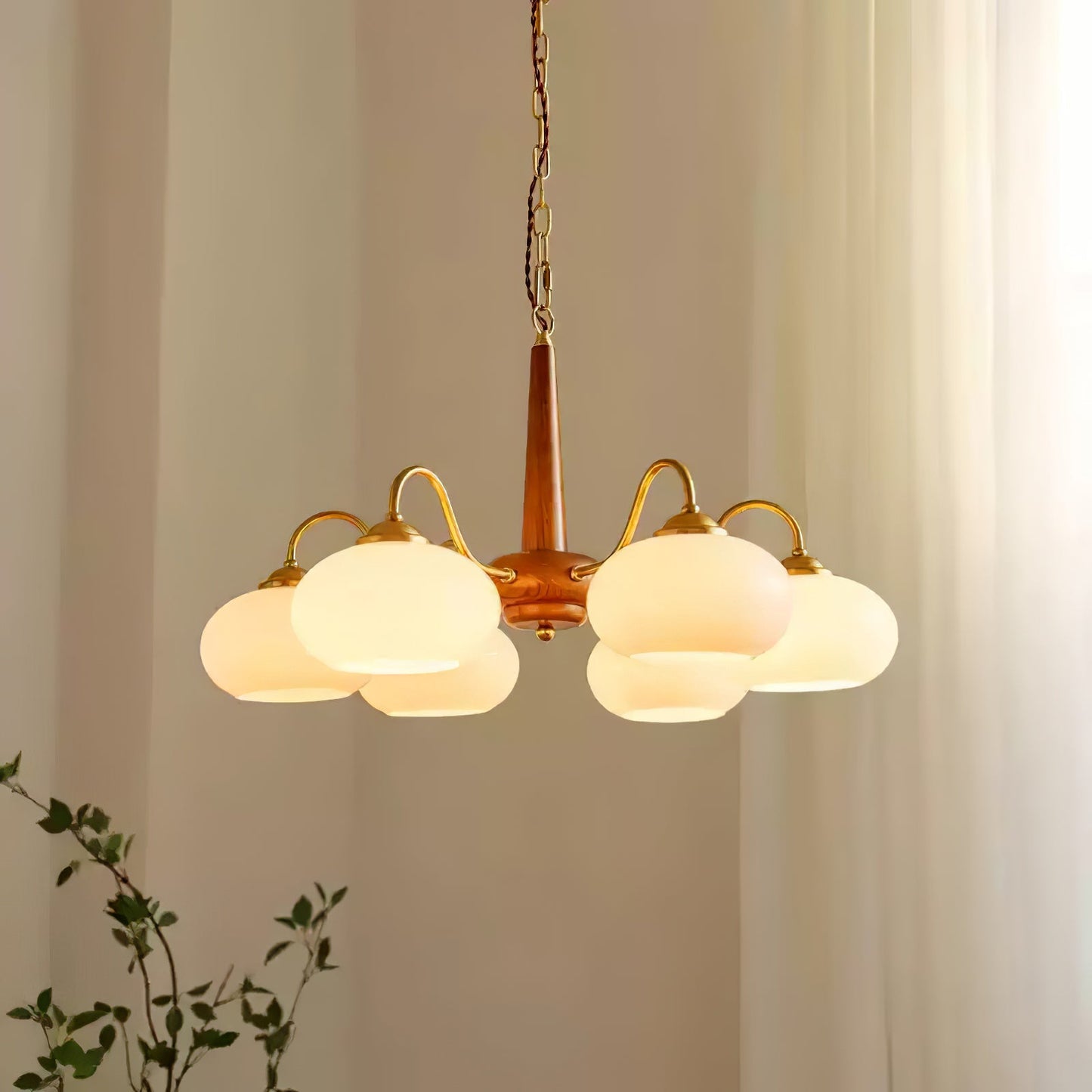 Elegant Persimmon Chandelier - Adjustable Height, Energy-Efficient LED