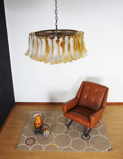 Petal Amber Glass Chandelier - Elegant Design with Adjustable Height
