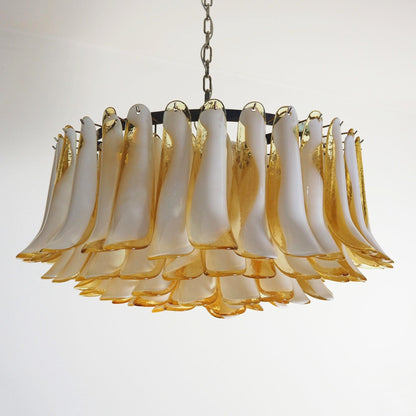 Petal Amber Glass Chandelier - Elegant Design with Adjustable Height