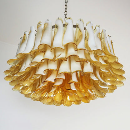 Petal Amber Glass Chandelier - Elegant Design with Adjustable Height