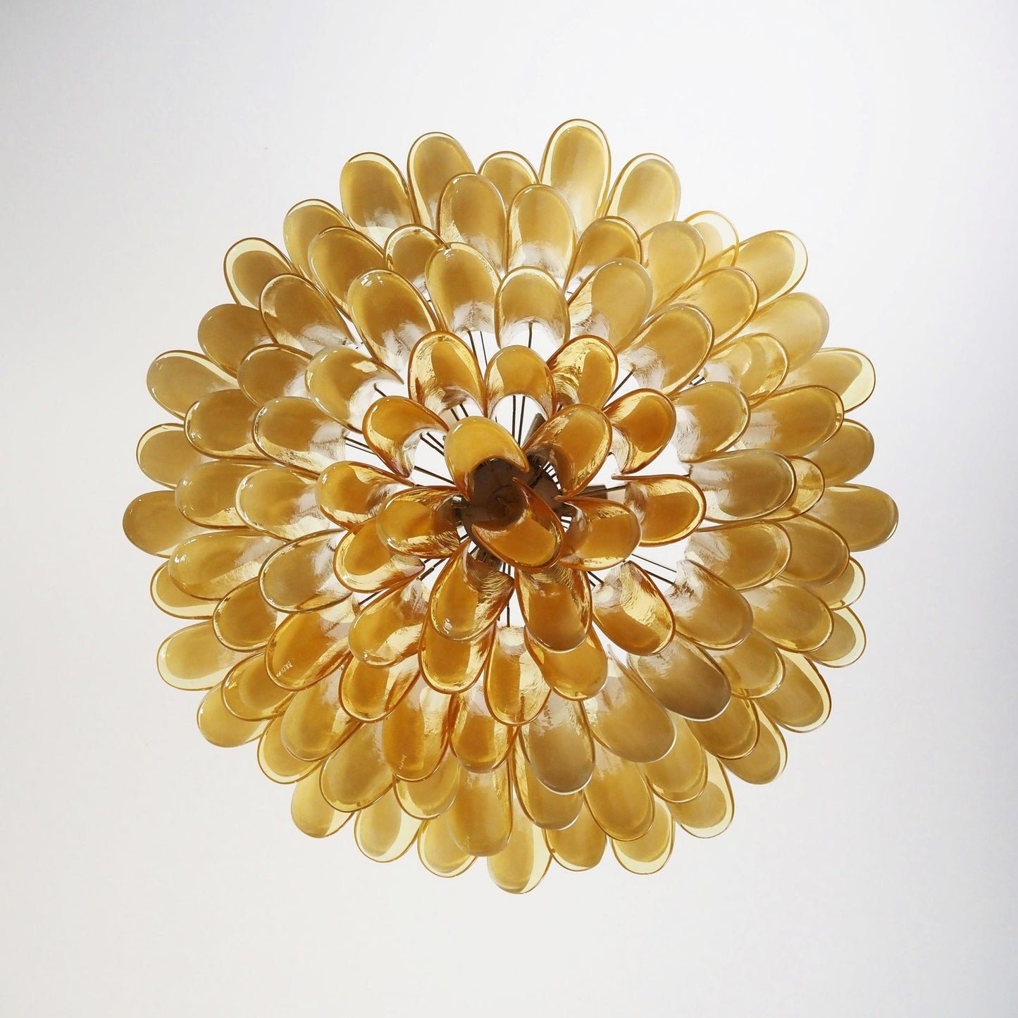 Petal Amber Glass Chandelier - Elegant Design with Adjustable Height