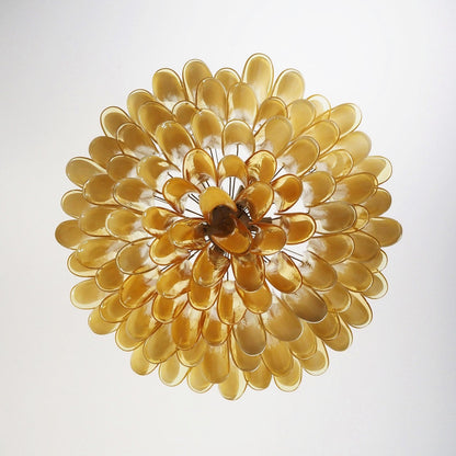 Petal Amber Glass Chandelier - Elegant Design with Adjustable Height