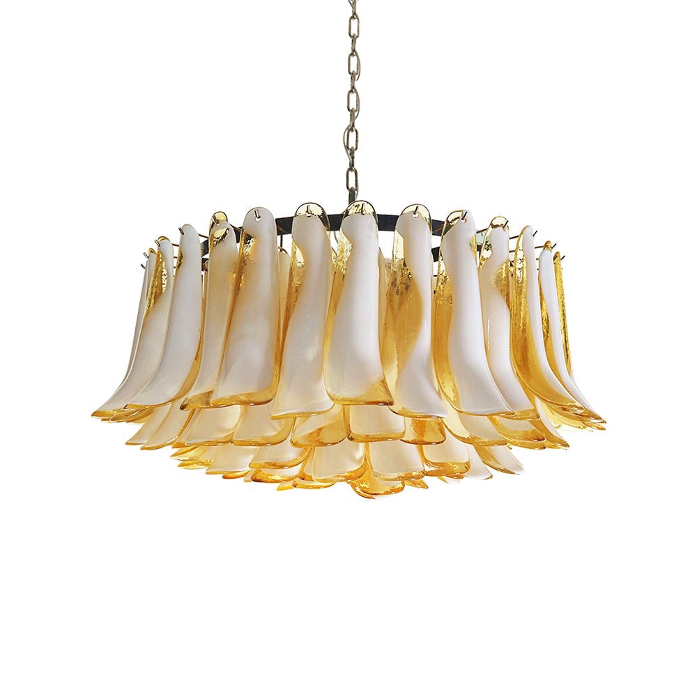Petal Amber Glass Chandelier - Elegant Design with Adjustable Height