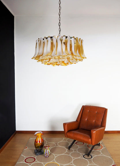 Petal Amber Glass Chandelier - Elegant Design with Adjustable Height
