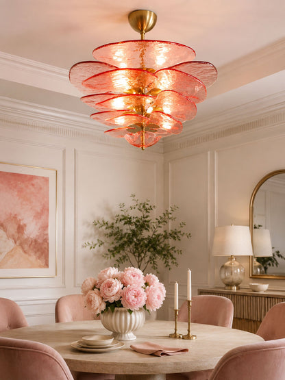 Elegant Petals Glass Chandelier - Dimmable, Energy-Efficient Lighting
