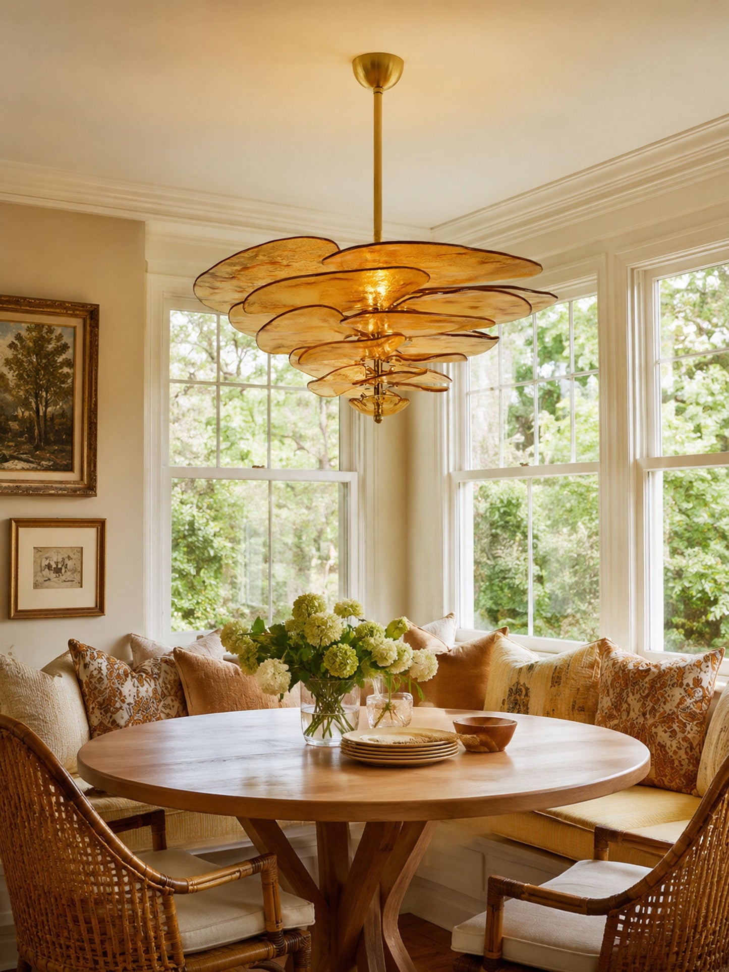 Elegant Petals Glass Chandelier - Dimmable, Energy-Efficient Lighting