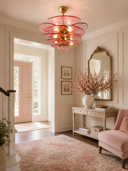 Elegant Petals Glass Chandelier - Dimmable, Energy-Efficient Lighting