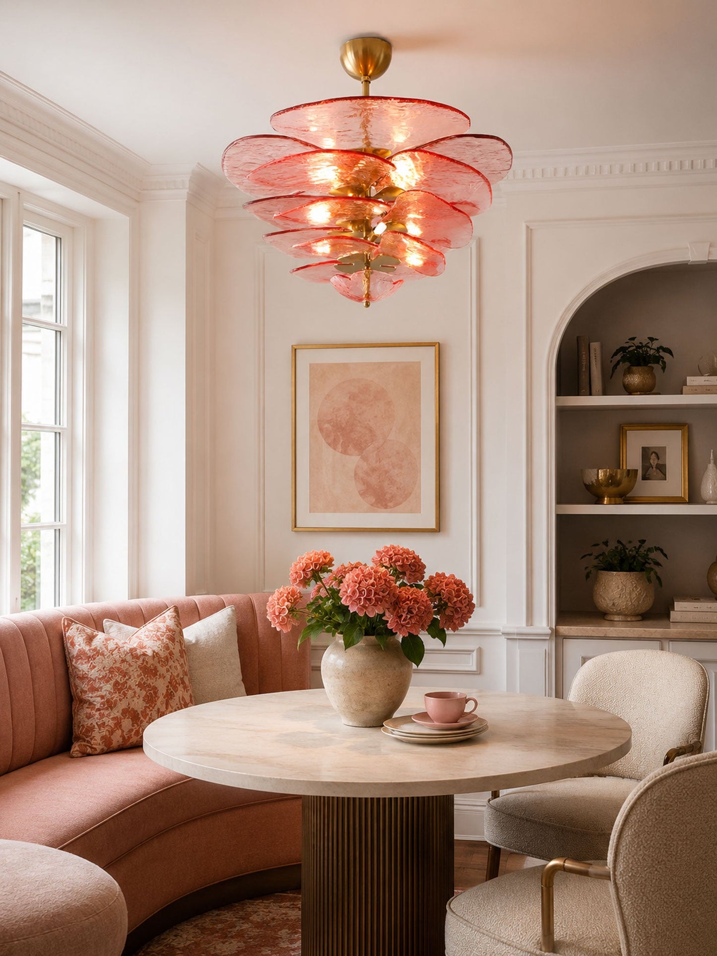 Elegant Petals Glass Chandelier - Dimmable, Energy-Efficient Lighting