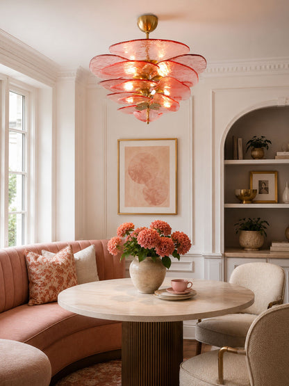 Elegant Petals Glass Chandelier - Dimmable, Energy-Efficient Lighting