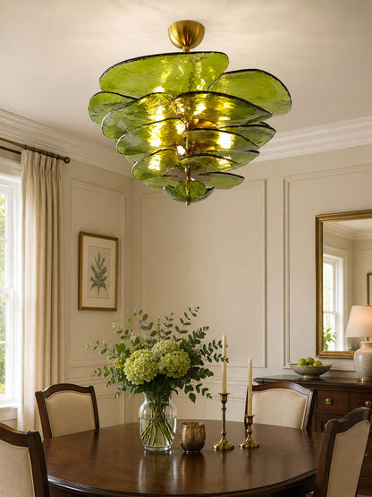 Elegant Petals Glass Chandelier - Dimmable, Energy-Efficient Lighting
