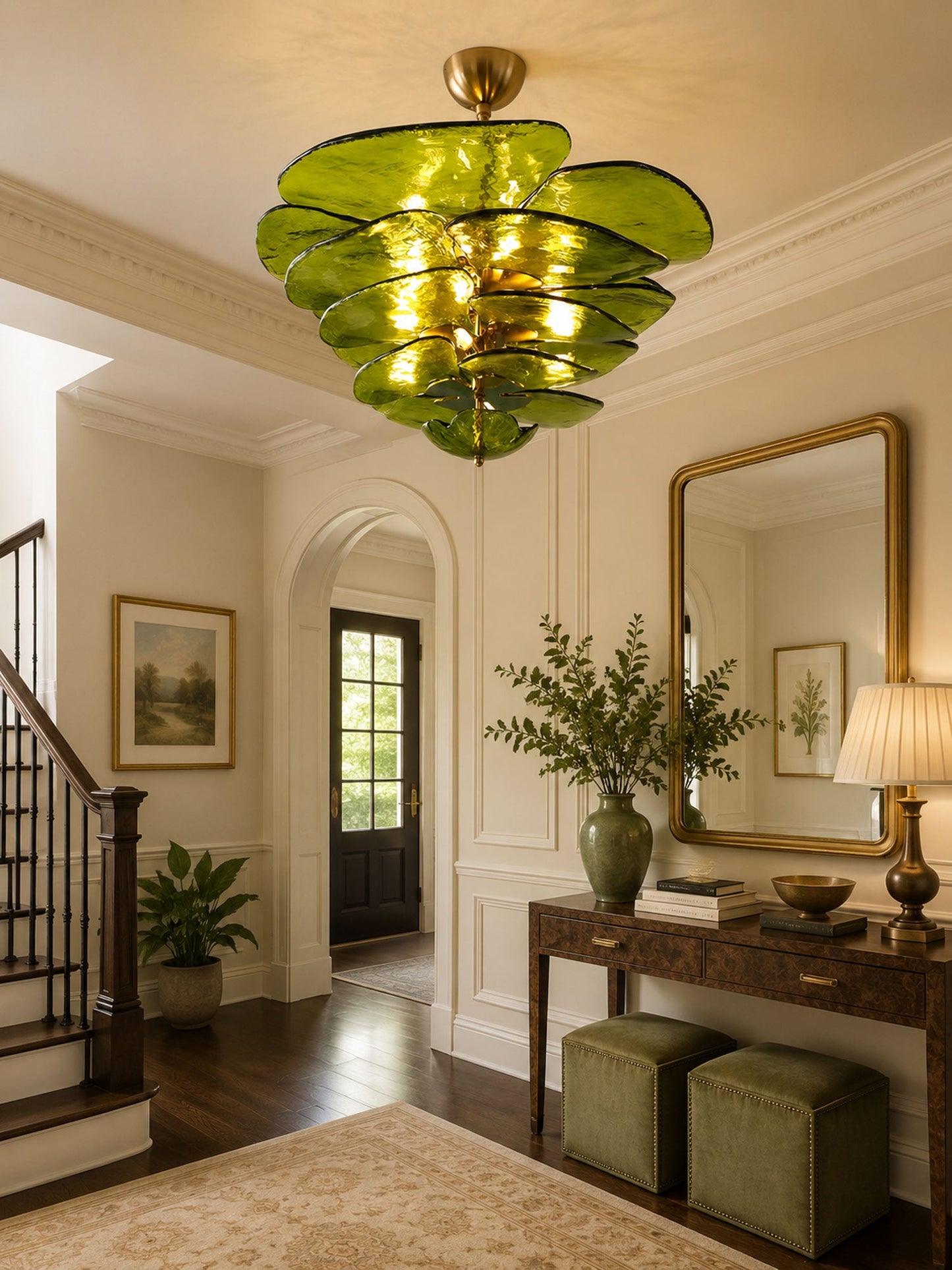 Elegant Petals Glass Chandelier - Dimmable, Energy-Efficient Lighting