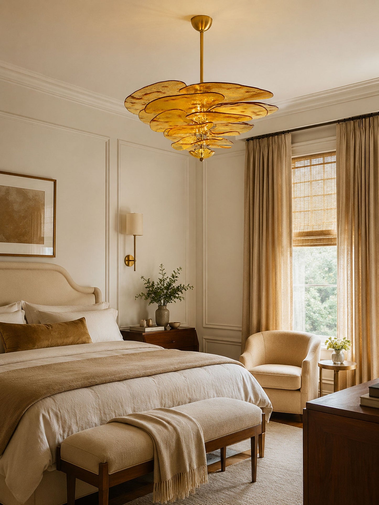 Elegant Petals Glass Chandelier - Dimmable, Energy-Efficient Lighting