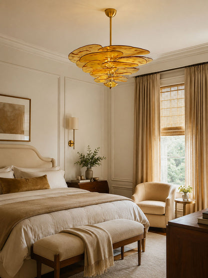 Elegant Petals Glass Chandelier - Dimmable, Energy-Efficient Lighting