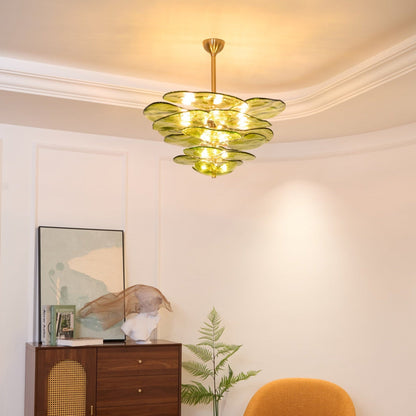Elegant Petals Glass Chandelier - Dimmable, Energy-Efficient Lighting