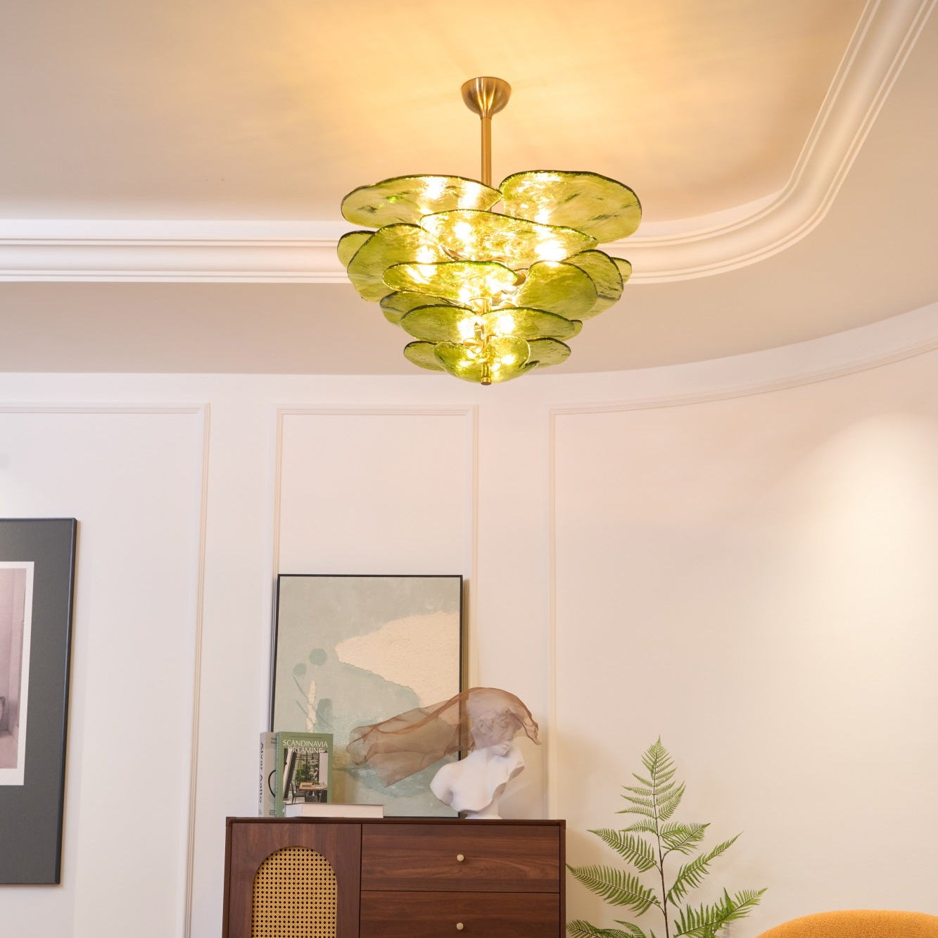 Elegant Petals Glass Chandelier - Dimmable, Energy-Efficient Lighting