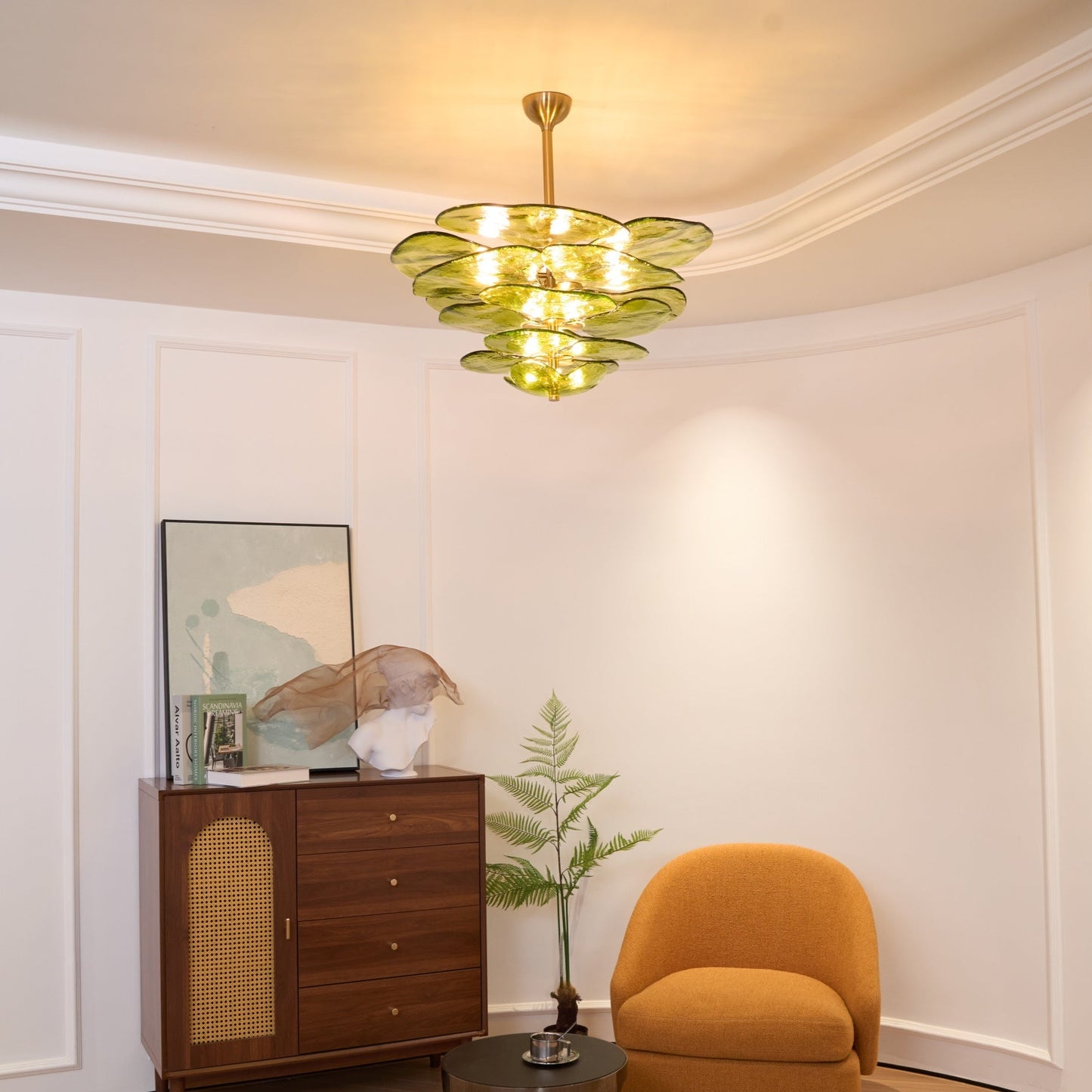 Elegant Petals Glass Chandelier - Dimmable, Energy-Efficient Lighting
