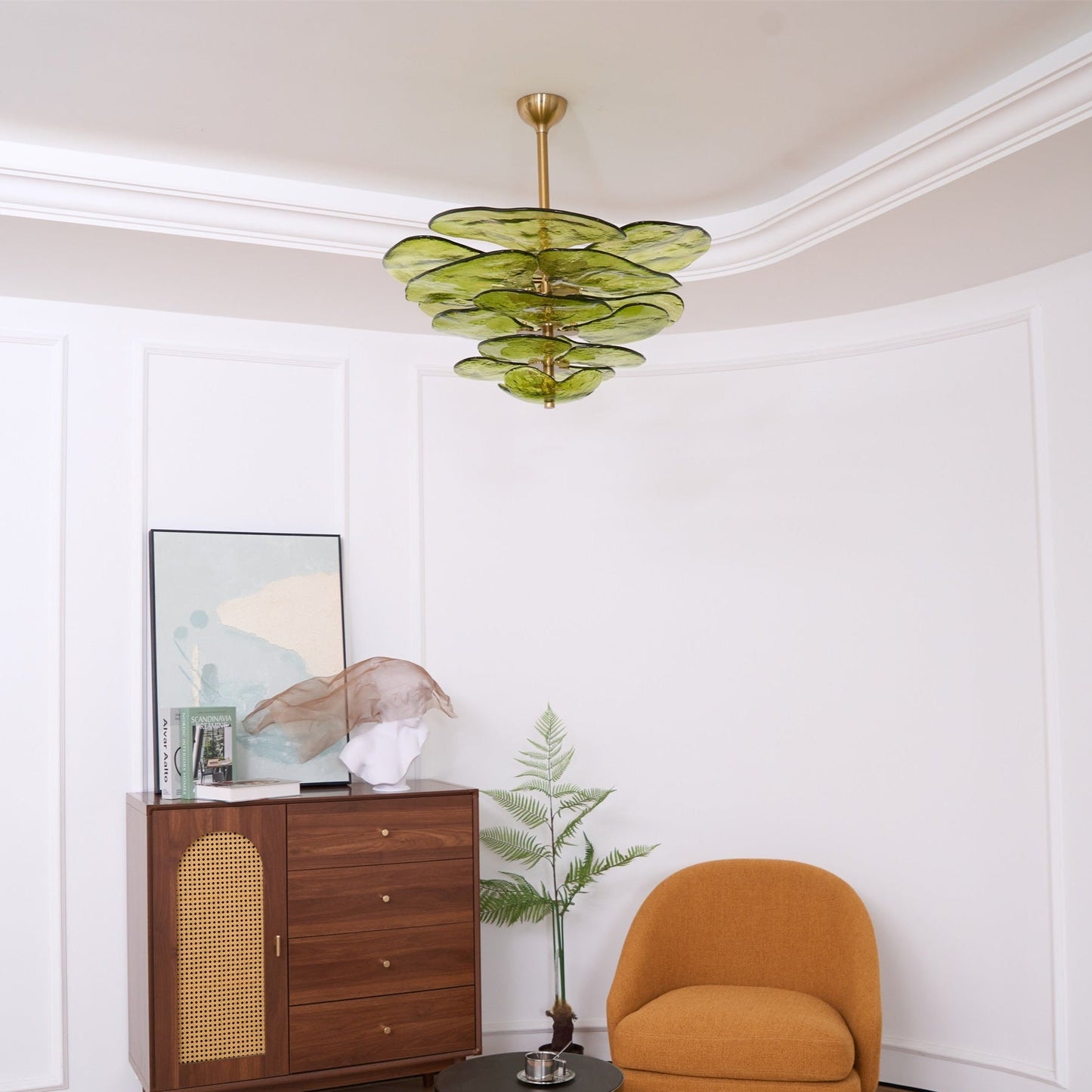 Elegant Petals Glass Chandelier - Dimmable, Energy-Efficient Lighting