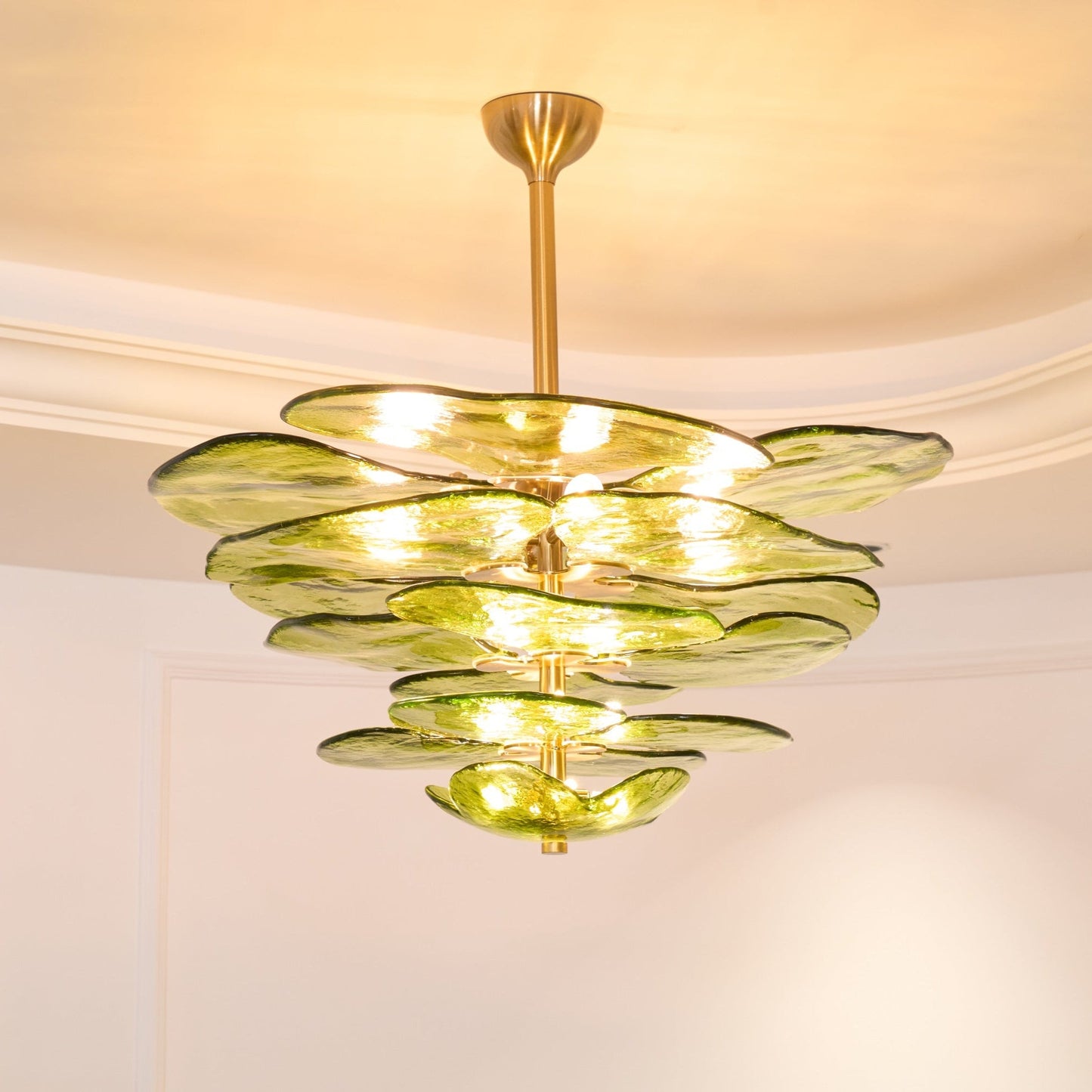 Elegant Petals Glass Chandelier - Dimmable, Energy-Efficient Lighting