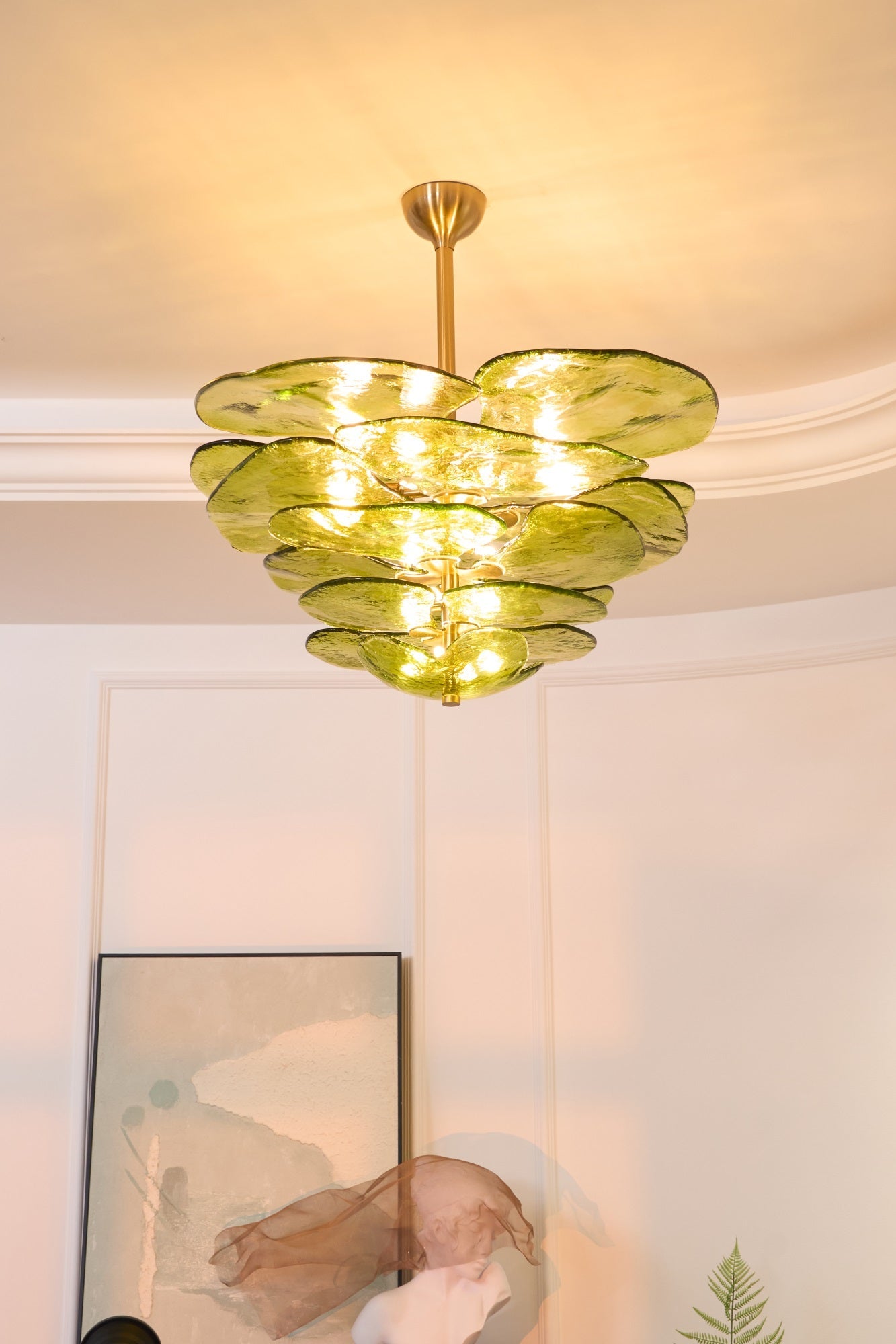 Elegant Petals Glass Chandelier - Dimmable, Energy-Efficient Lighting