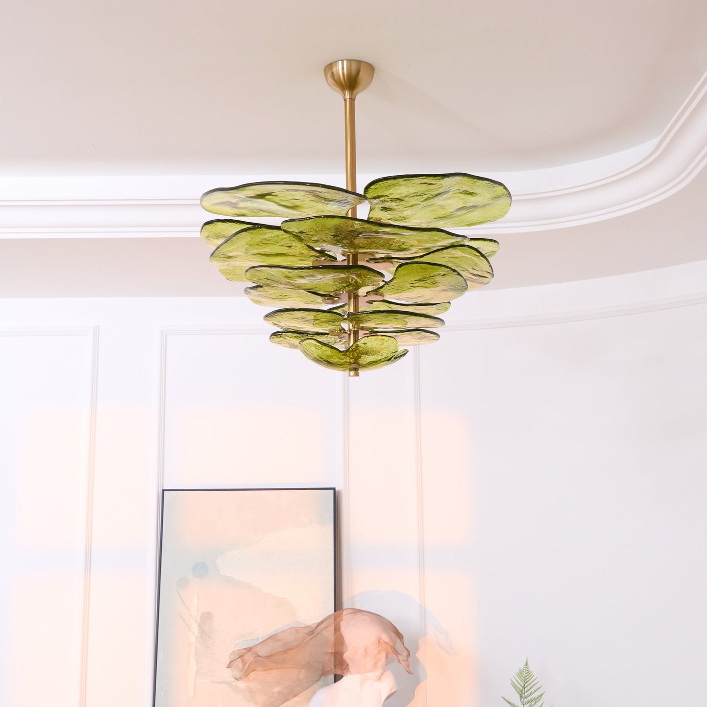 Elegant Petals Glass Chandelier - Dimmable, Energy-Efficient Lighting