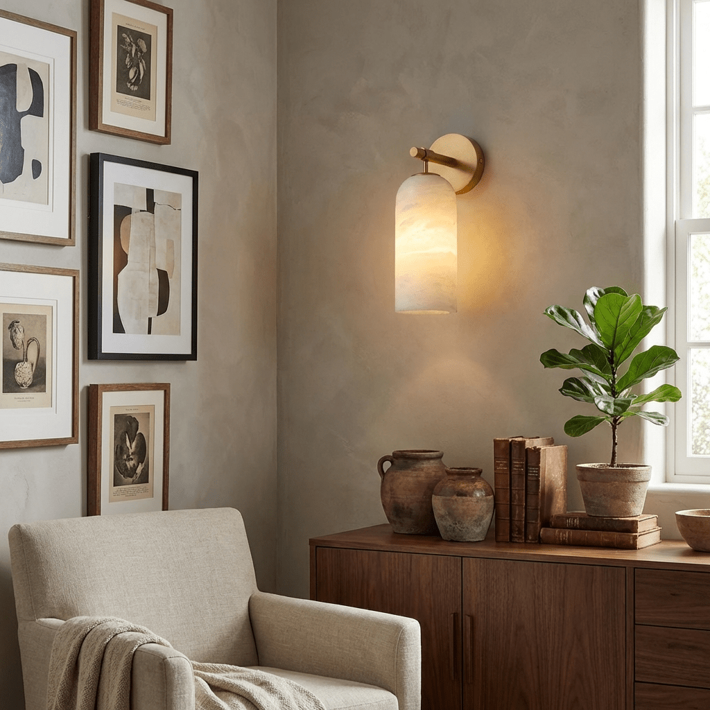Pillar Alabaster Wall Sconce - Elegant Design, Soft Ambient Lighting