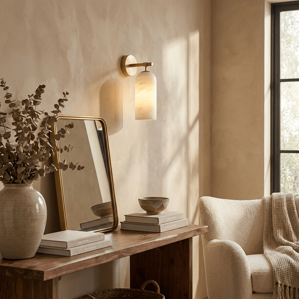 Pillar Alabaster Wall Sconce - Elegant Design, Soft Ambient Lighting