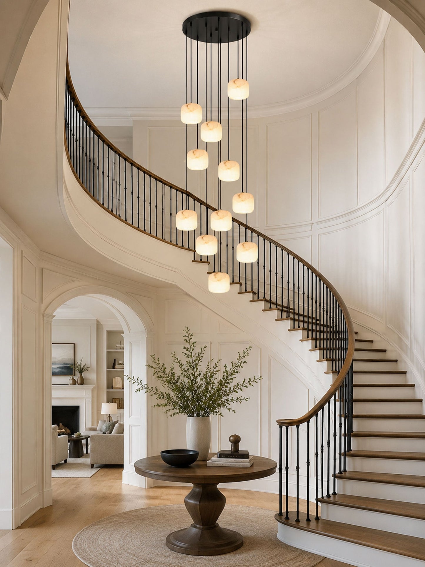 Alabaster Cluster Chandelier - Elegant Design, Adjustable Brightness