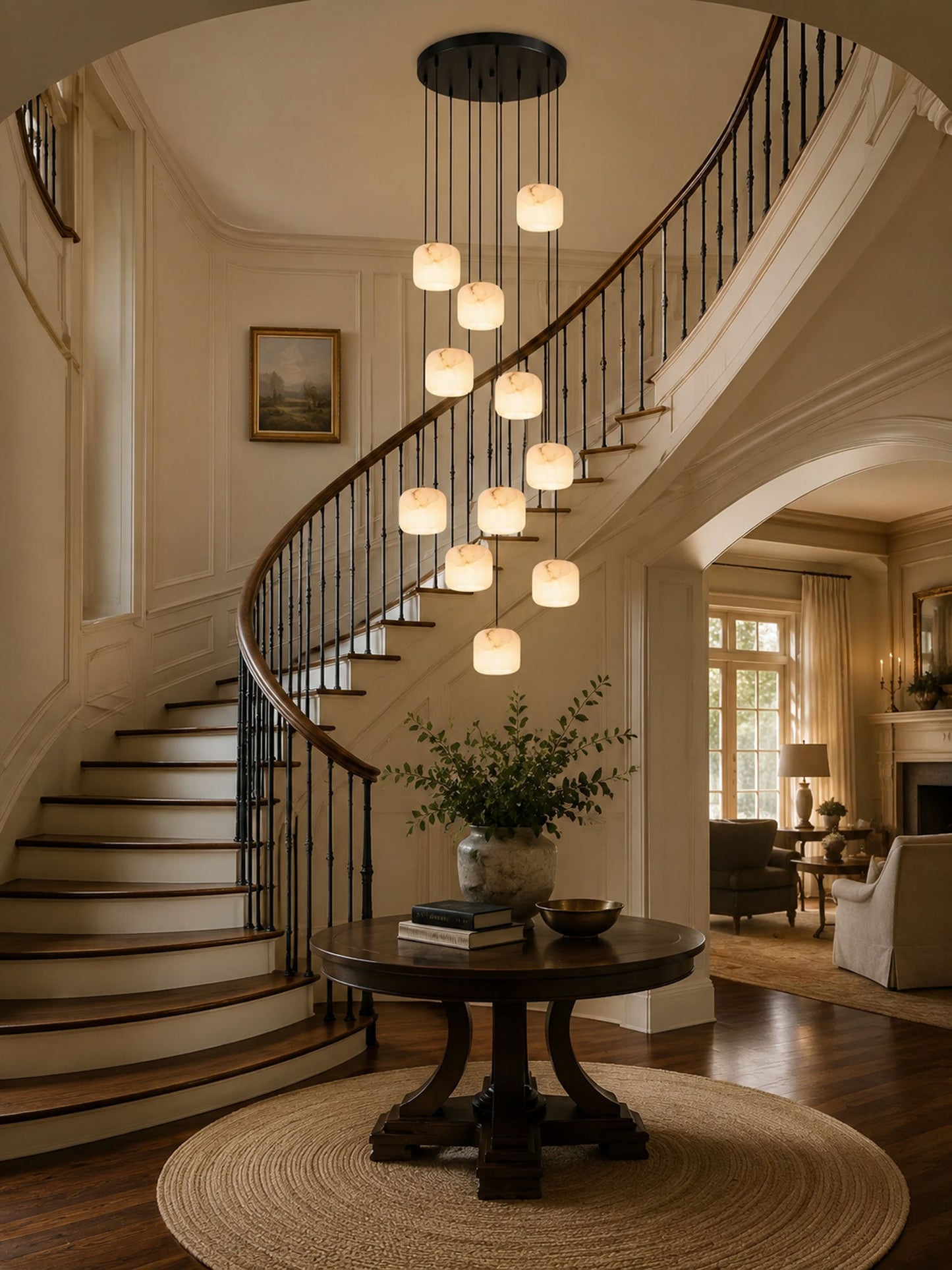 Alabaster Cluster Chandelier - Elegant Design, Adjustable Brightness