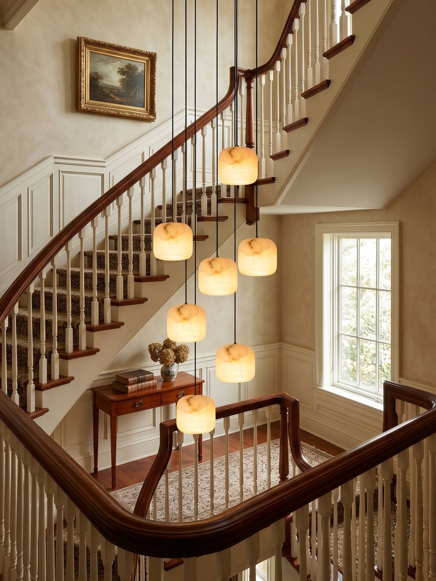 Alabaster Cluster Chandelier - Elegant Design, Adjustable Brightness