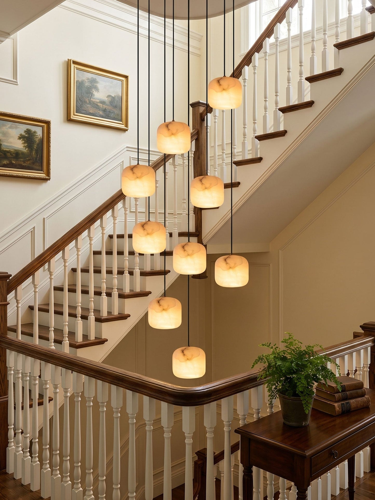Alabaster Cluster Chandelier - Elegant Design, Adjustable Brightness