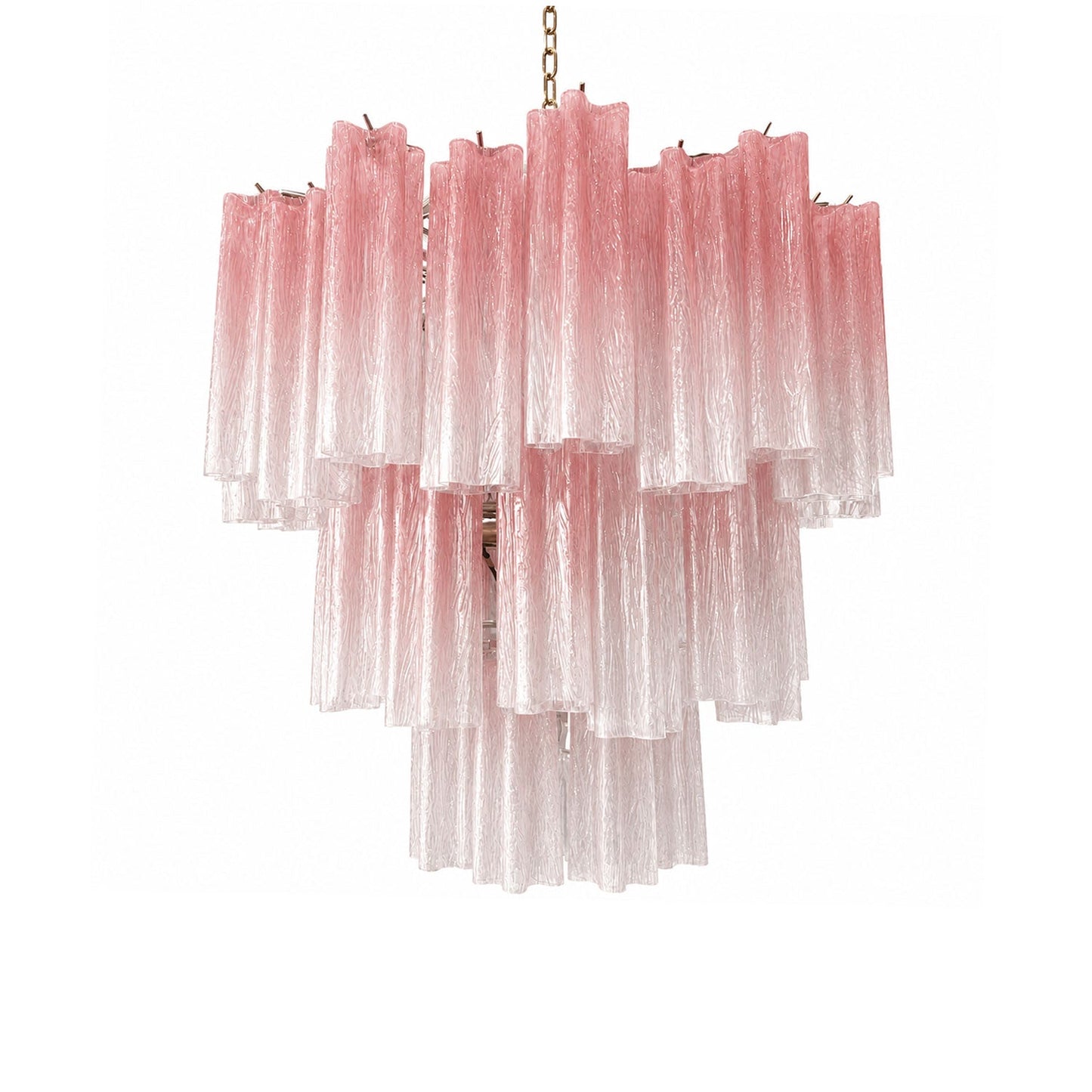 Elegant Pink Glass Tubes Chandelier with Adjustable Height & LED Compa