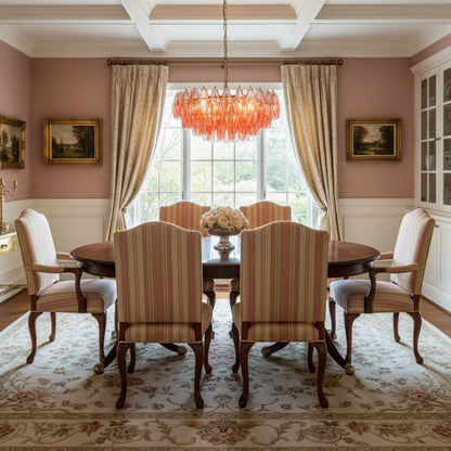 Modern Pink Polygon Drop Chandelier - Elegant Design & Adjustable Heig
