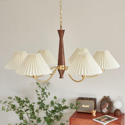 Elegant Pleated Chandelier - Soft Lighting & Adjustable Height Design