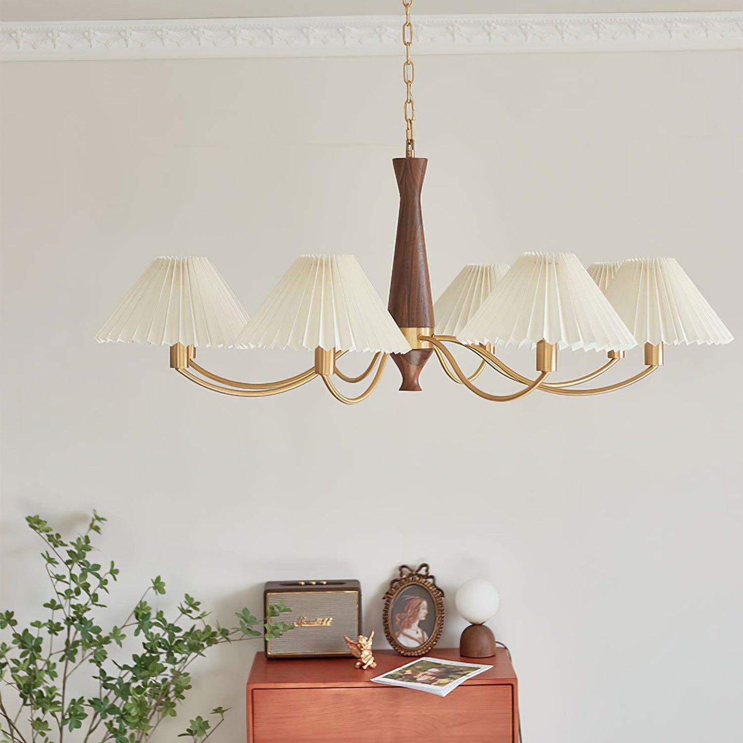 Elegant Pleated Chandelier - Soft Lighting & Adjustable Height Design