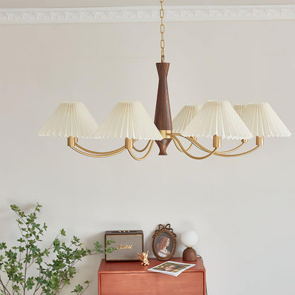 Elegant Pleated Chandelier - Soft Lighting & Adjustable Height Design