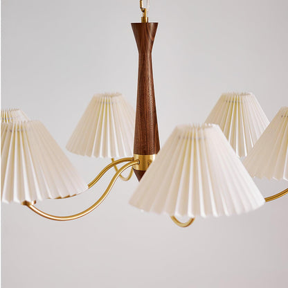Elegant Pleated Chandelier - Soft Lighting & Adjustable Height Design