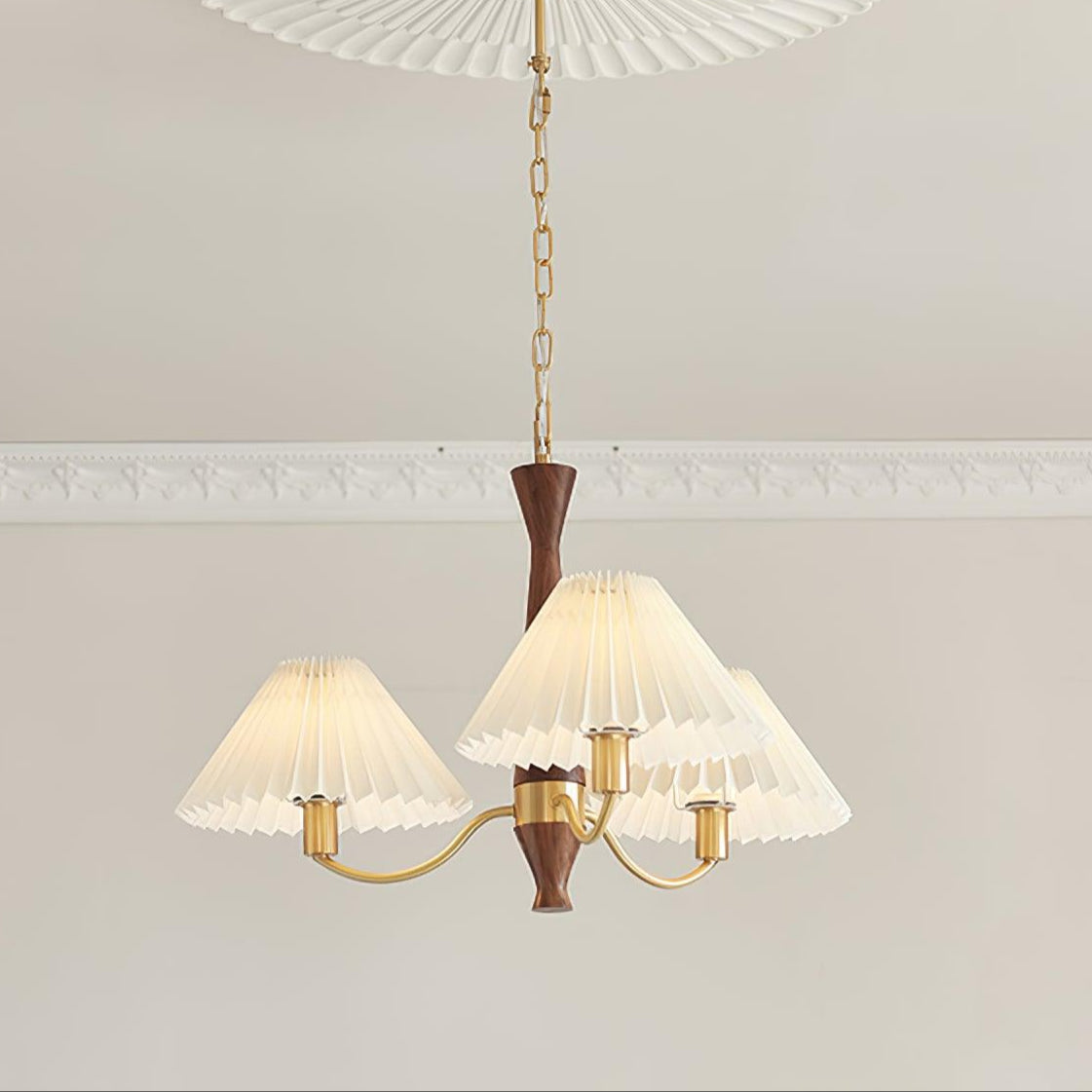 Elegant Pleated Chandelier - Soft Lighting & Adjustable Height Design