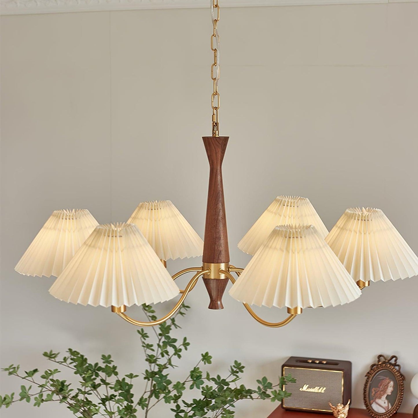 Elegant Pleated Chandelier - Soft Lighting & Adjustable Height Design