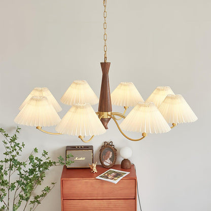 Elegant Pleated Chandelier - Soft Lighting & Adjustable Height Design