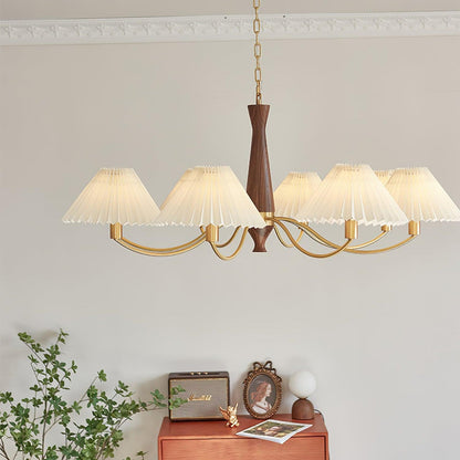 Elegant Pleated Chandelier - Soft Lighting & Adjustable Height Design