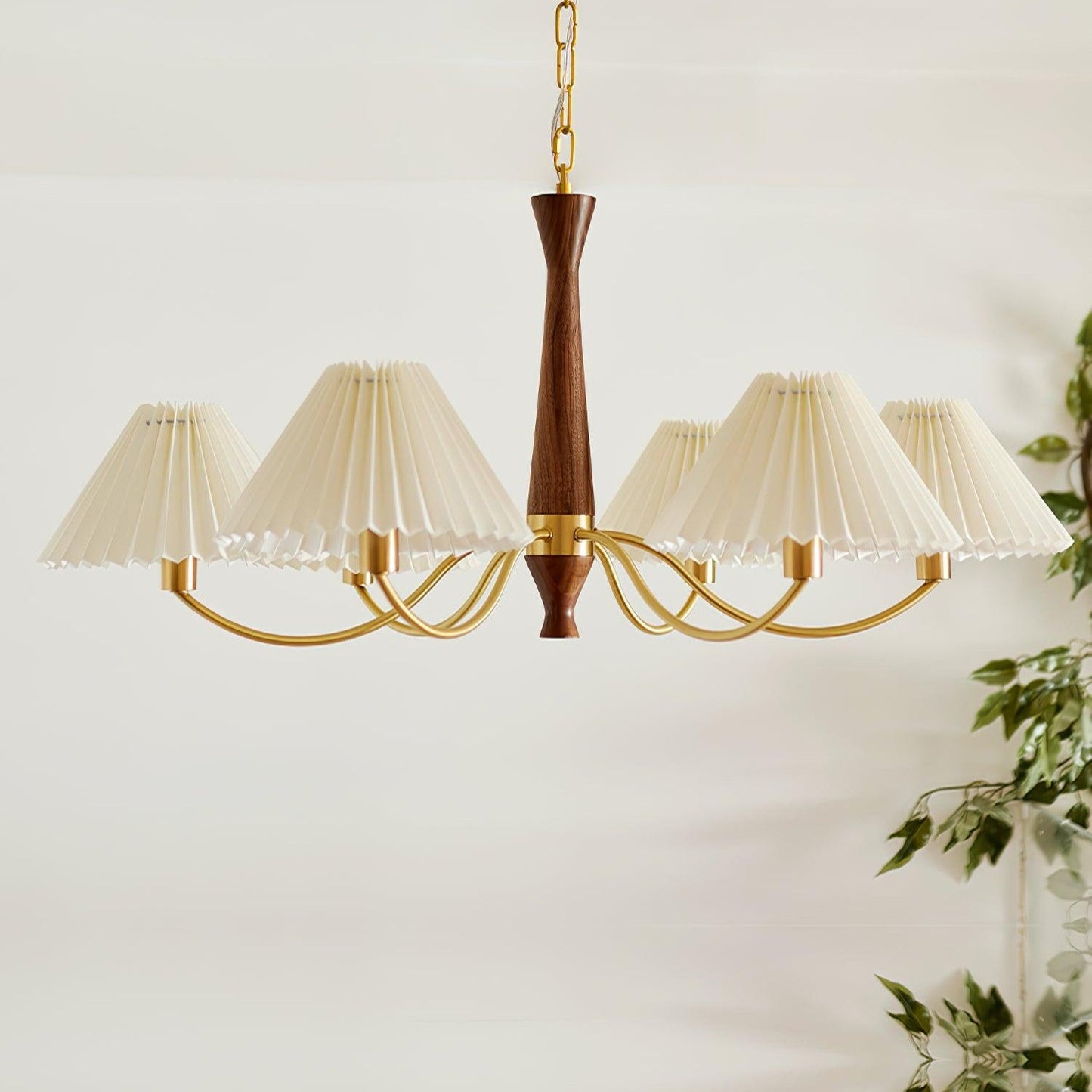 Elegant Pleated Chandelier - Soft Lighting & Adjustable Height Design