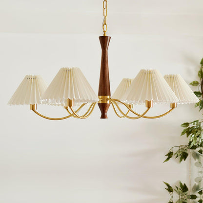 Elegant Pleated Chandelier - Soft Lighting & Adjustable Height Design