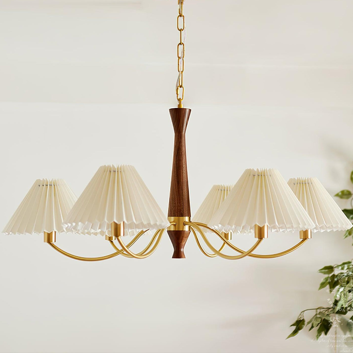 Elegant Pleated Chandelier - Soft Lighting & Adjustable Height Design