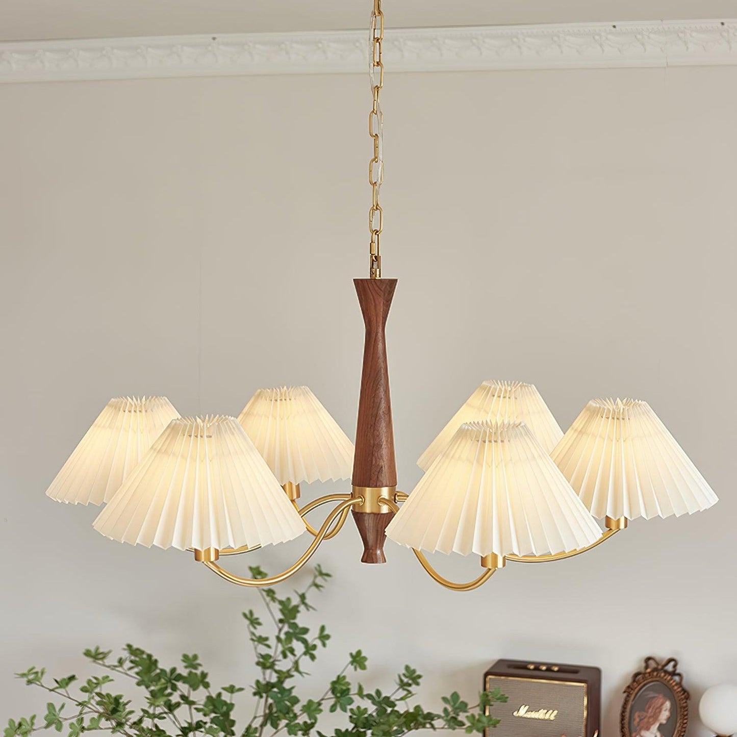 Elegant Pleated Chandelier - Soft Lighting & Adjustable Height Design