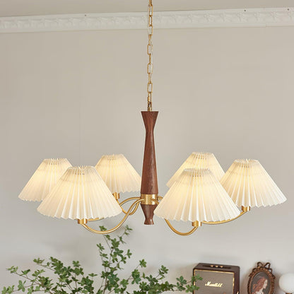 Elegant Pleated Chandelier - Soft Lighting & Adjustable Height Design